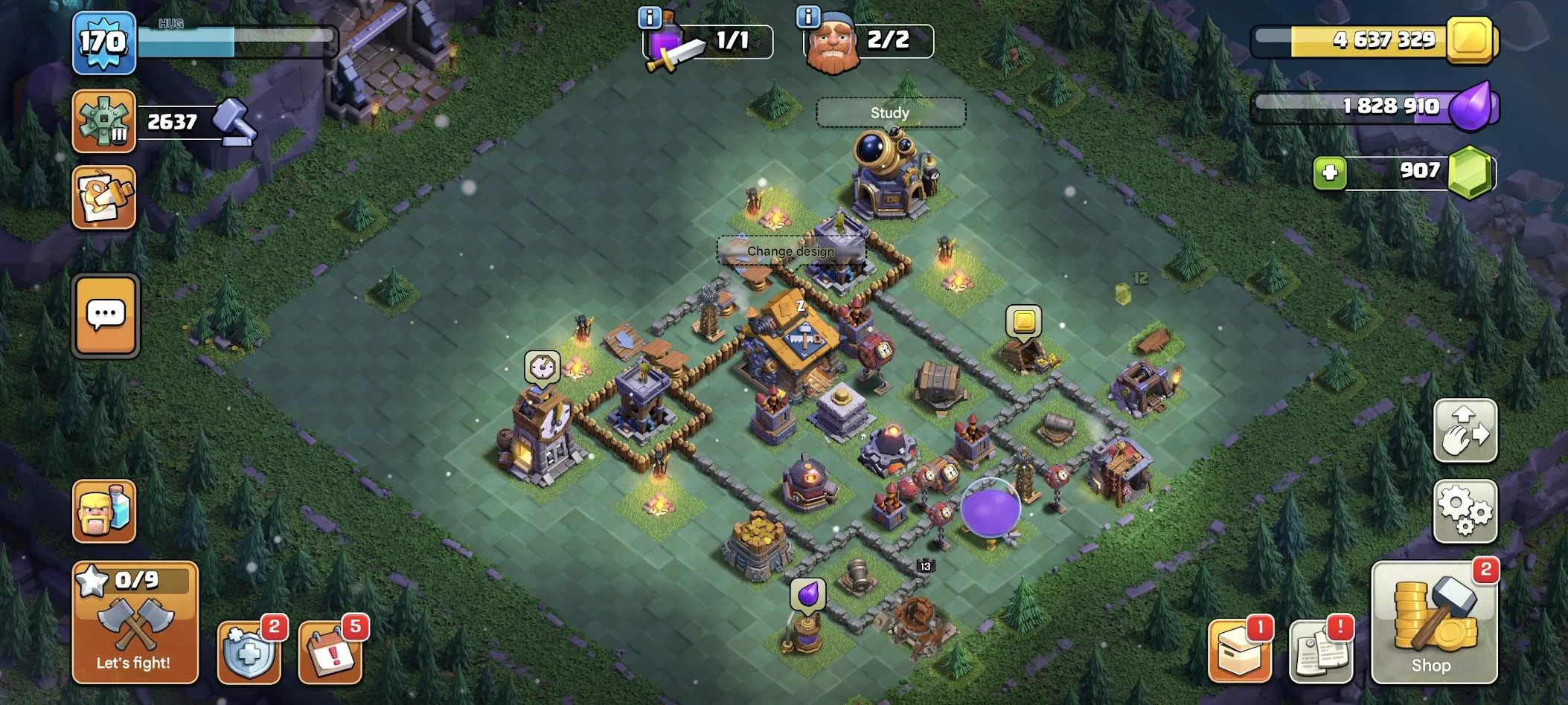 COC573 Maxed Town Hall 16 LVL 170 With Loaded Heroes, Pets, Magic Items And Jungle Scenery 